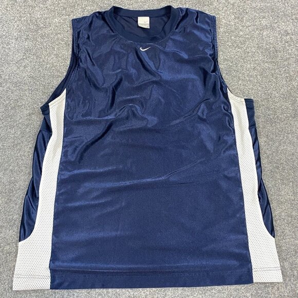 Nike Jersey XL Blue Center Swoosh Nike Dri-Fit Vintage Gray Tag Satin - Picture 1 of 7